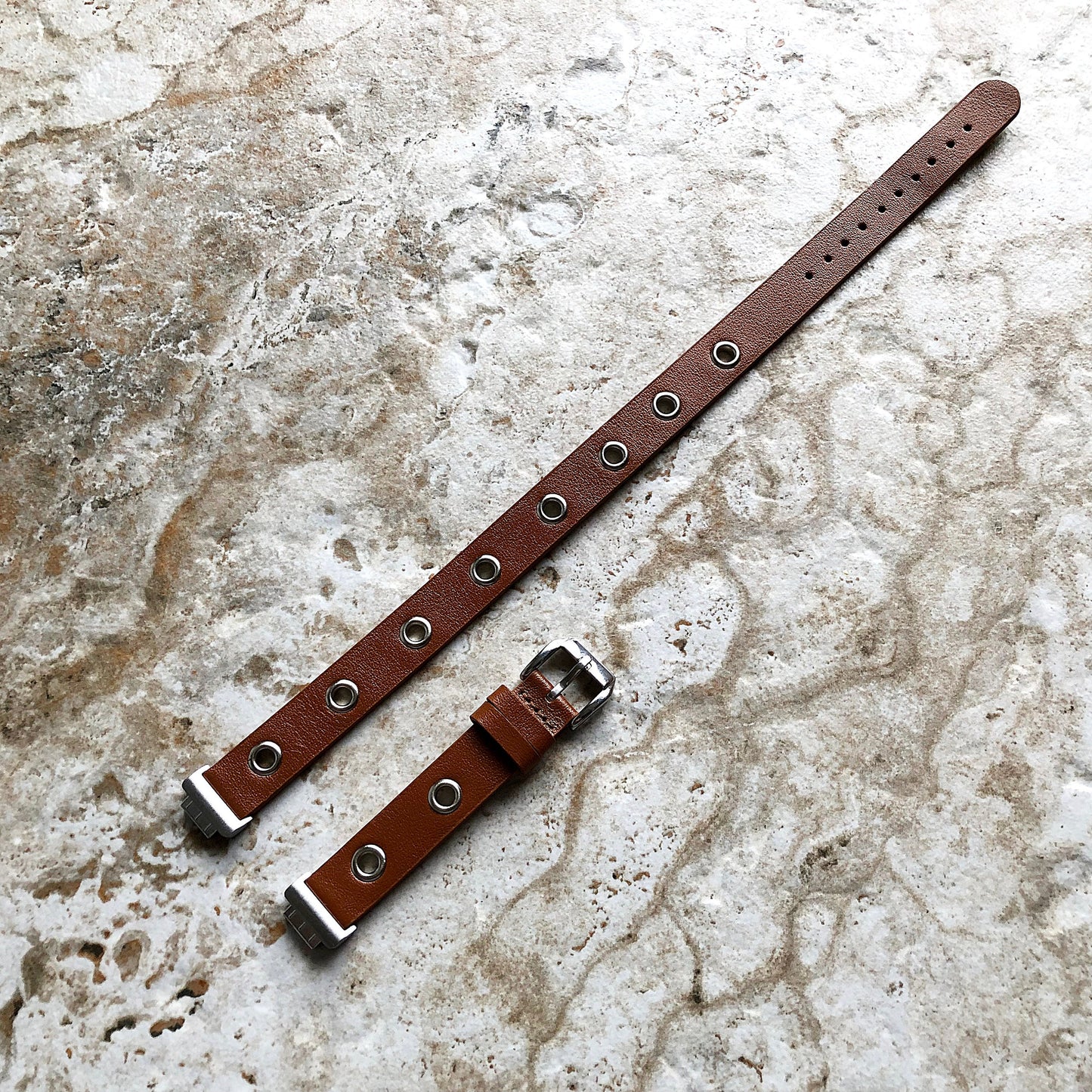Fitbit Inspire 2 HR Brown Band for Fitness Tracker Soft Leather Strap Wristband Twice Double Wrap Bracelet in Silver Black Rose Gold Finish