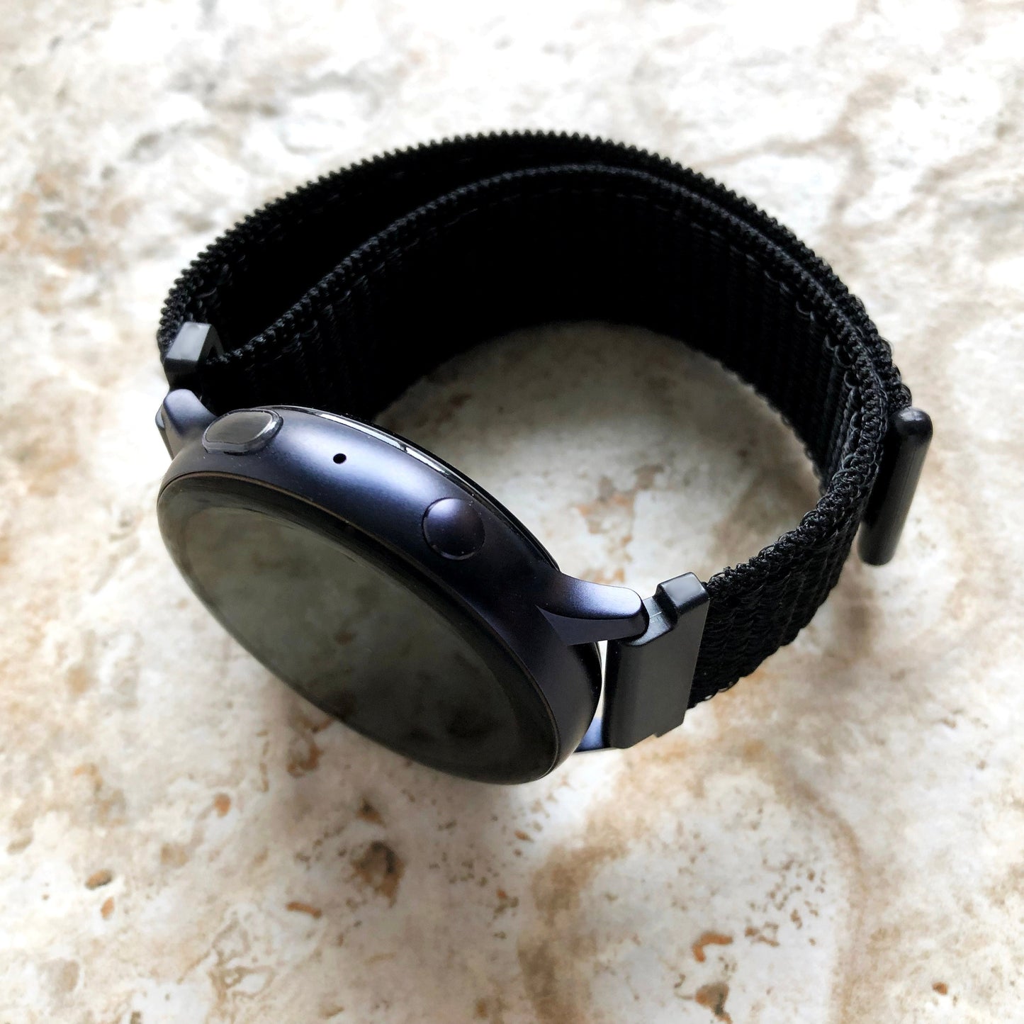 Samsung Black Color Band for Galaxy Watch Active 2 40mm 42mm 44mm Adjustable Sports Loop and Hook Watch Strap Wristband Quick Release Pins