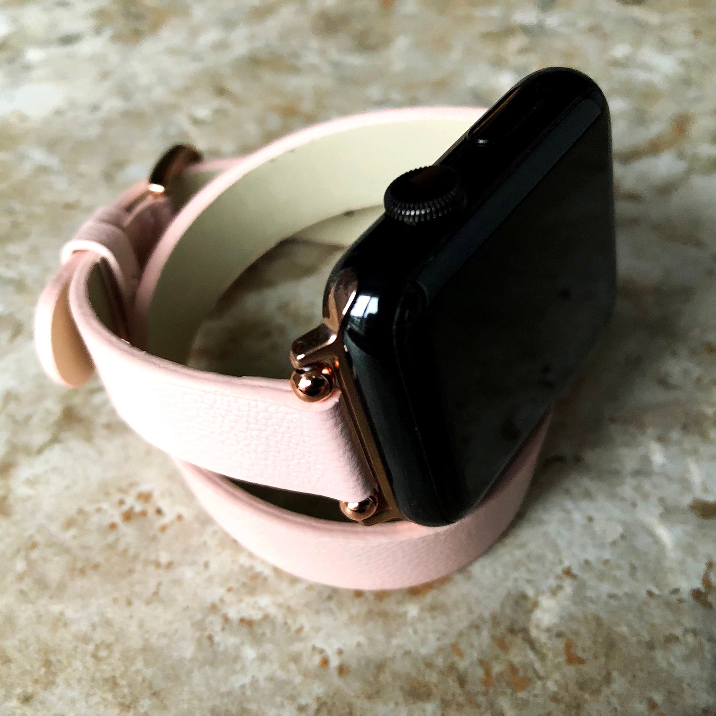 Apple Pink Double Wrap Around Wrist Leather Band for iWatch Ultra 2 49mm and 9 8 Series 41mm 45mm Case Twice Bracelet Handmade Strap