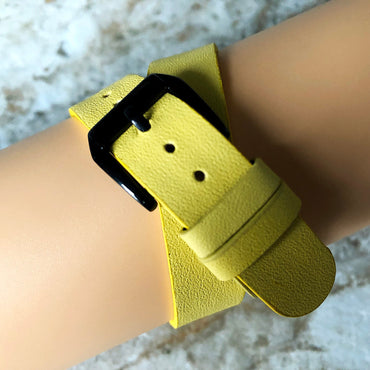 Apple Yellow Double Wrap Around Wrist Leather Band for iWatch Ultra 2 9 8 7 SE 6 5 4 3 2 1 38mm 40mm 41mm 42mm 44mm 45mm 49mm Twice Strap