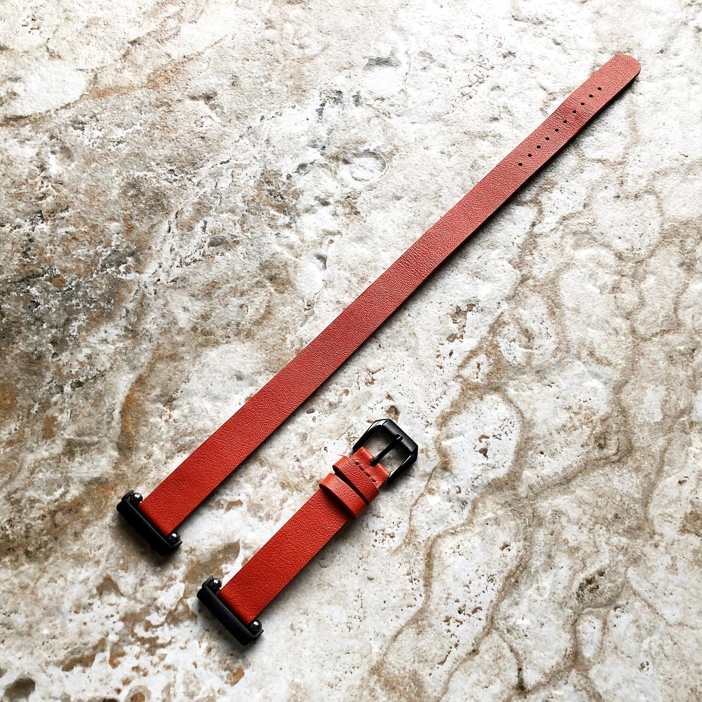 Fitbit Versa 2 3 4 Sense 2 Orange Soft Band Double Wrap Around Wrist Eco Vegan Leather Watch Strap Twice Bracelet in Silver Rose Gold Black