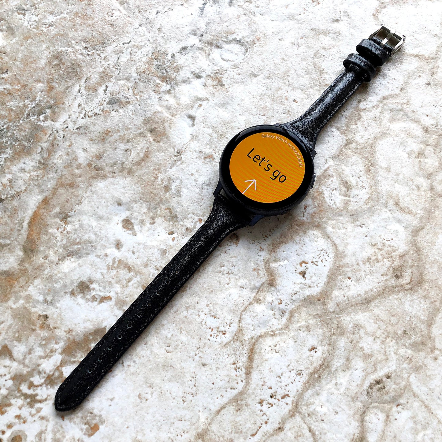 Black Slim Band for Samsung Watch 7 6 5 4 40mm 44mm 45mm Classic 42mm 43mm 46mm 47mm Leather with Stitches Bracelet Strap Quick Release B20