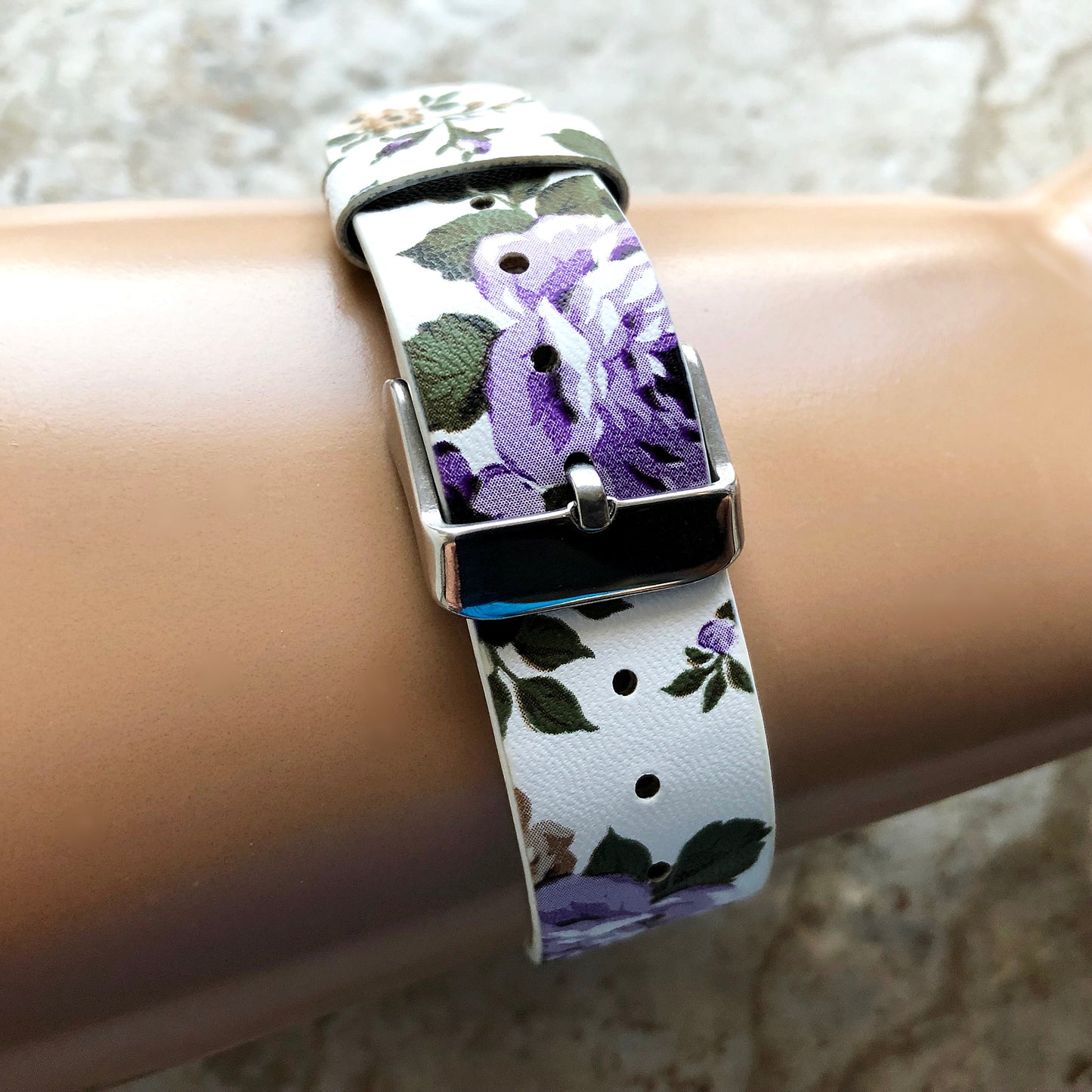 Google Pixel Watch 3 2 1 41mm Band Purple Floral Roses FL-4 Leather Bracelet Wristband Strap Flowers Fashion Accessory Tech Jewelry B18A20