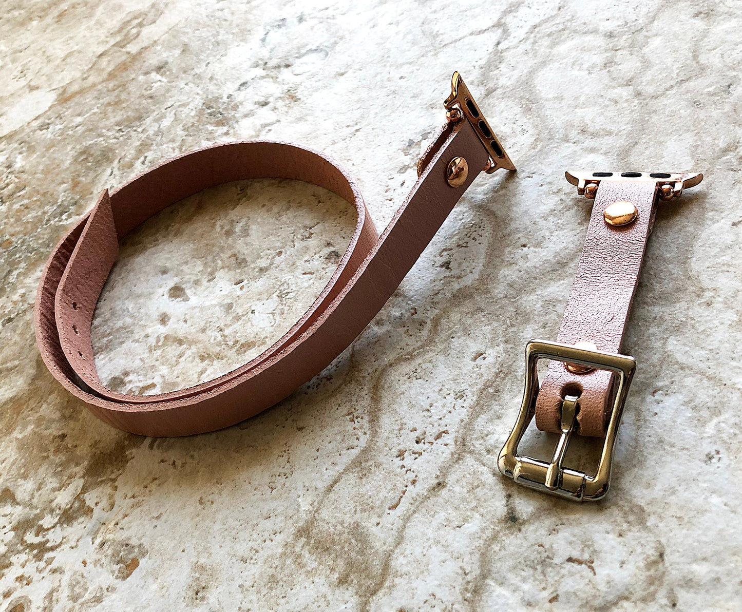 Apple Rose Gold Color Triple Wrap Around Wrist Leather Band for iWatch Ultra 2 49mm and 9 8 Series 41mm 45mm Case Edition Bracelet Straps