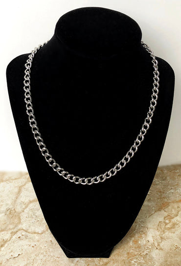 9mm x 7mm x 1.7mm Silver Shiny Color Stainless Steel Curb Chains Necklace Unisex Customisable Size Jewelry Tarnish Resistant Very Strong