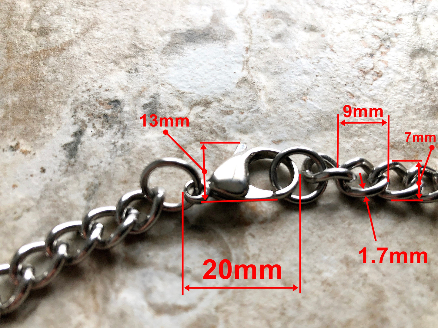 9mm x 7mm x 1.7mm Silver Shiny Color Stainless Steel Curb Chains Necklace Unisex Customisable Size Jewelry Tarnish Resistant Very Strong
