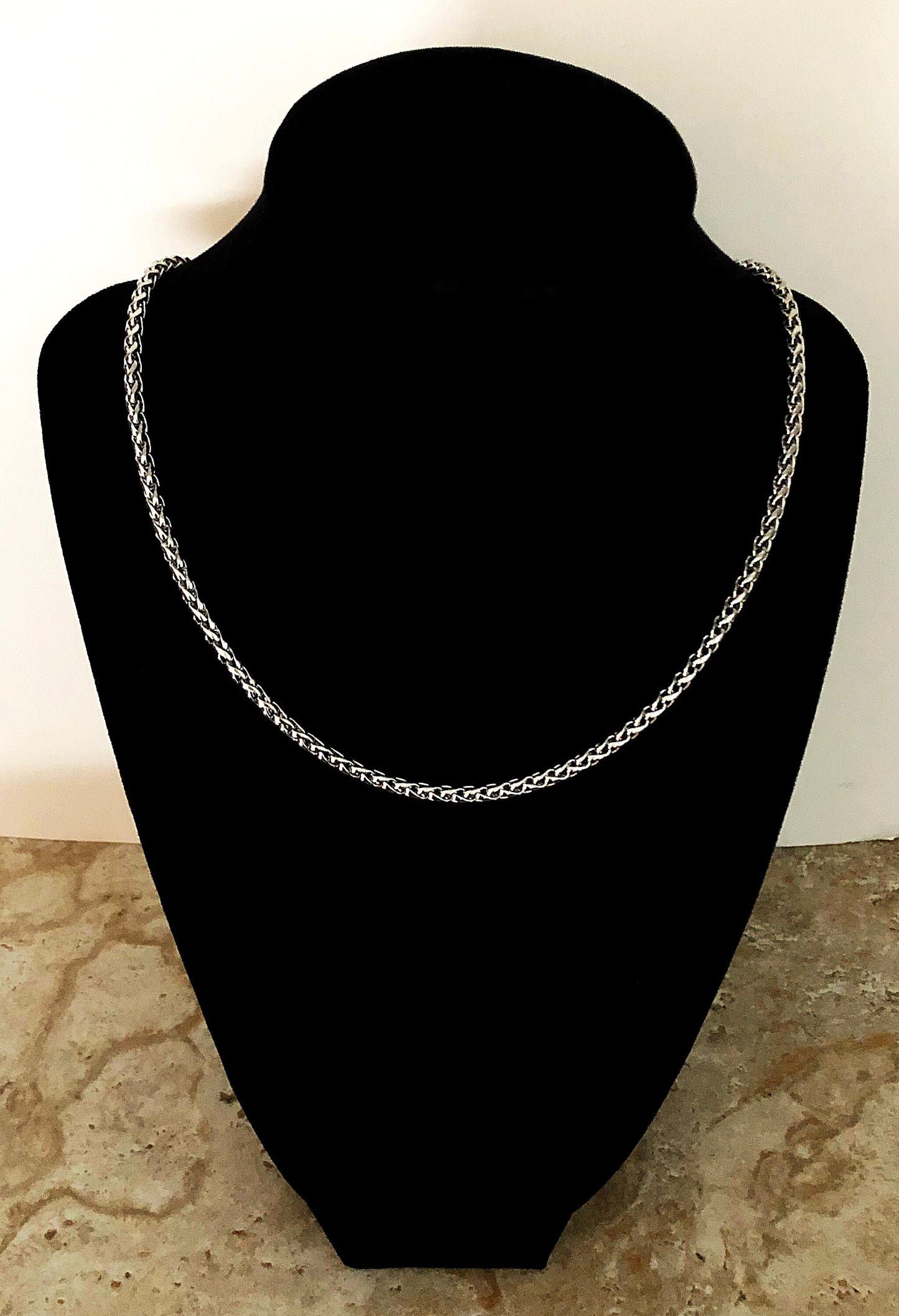 6mm Wheat Silver Shiny Color Stainless Steel Curb Chains Necklace Round Spiga Unisex Customisable Size Jewelry Tarnish Resistant Very Strong