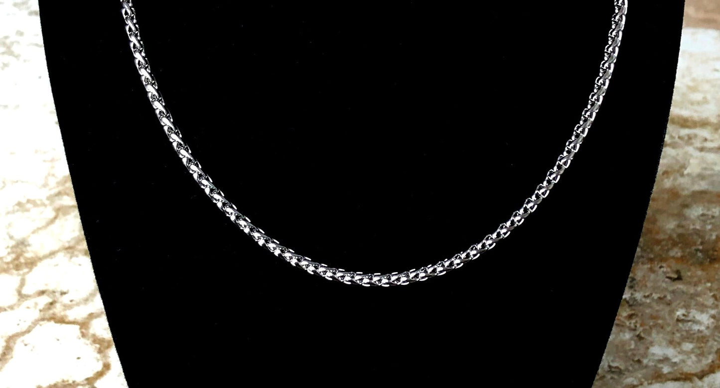 6mm Wheat Silver Shiny Color Stainless Steel Curb Chains Necklace Round Spiga Unisex Customisable Size Jewelry Tarnish Resistant Very Strong