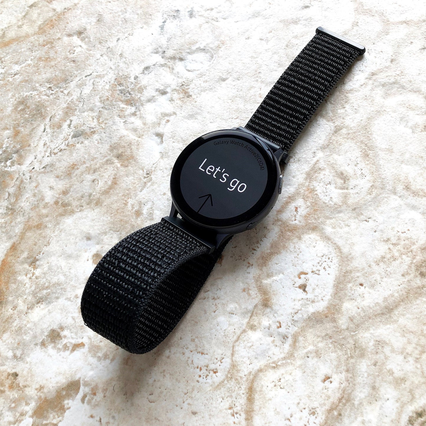 Samsung Black Color Band for Galaxy Watch Active 2 40mm 42mm 44mm Adjustable Sports Loop and Hook Watch Strap Wristband Quick Release Pins