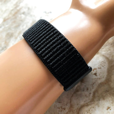 Samsung Black Color Band for Galaxy Watch Active 2 40mm 42mm 44mm Adjustable Sports Loop and Hook Watch Strap Wristband Quick Release Pins