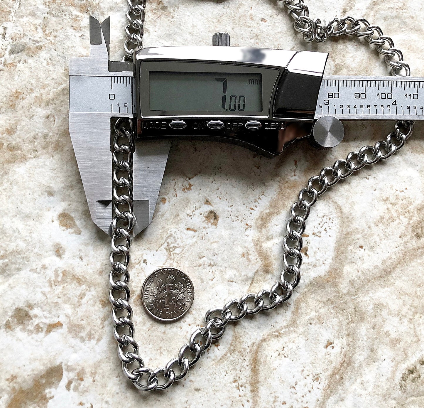 Fashion Wallet Chain Double Curb Silver Shiny Color Stainless Steel Cable Unisex Customisable Tarnish Resistant Very Strong 21" Inches 54cm