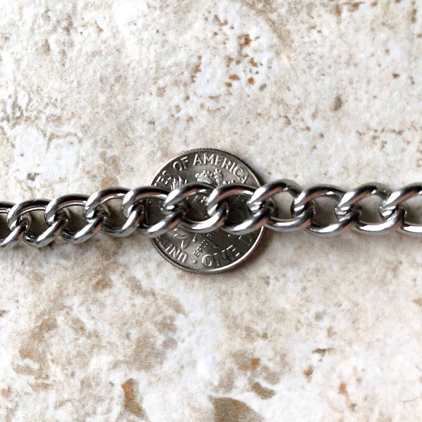 Fashion Wallet Chain Triple Curb Silver Shiny Color Stainless Steel Cable Unisex Customisable Tarnish Resistant Very Strong 21" Inches 54cm