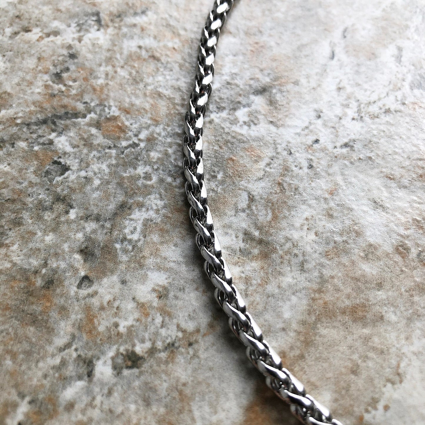 6mm Wheat Silver Shiny Color Stainless Steel Curb Chains Necklace Round Spiga Unisex Customisable Size Jewelry Tarnish Resistant Very Strong