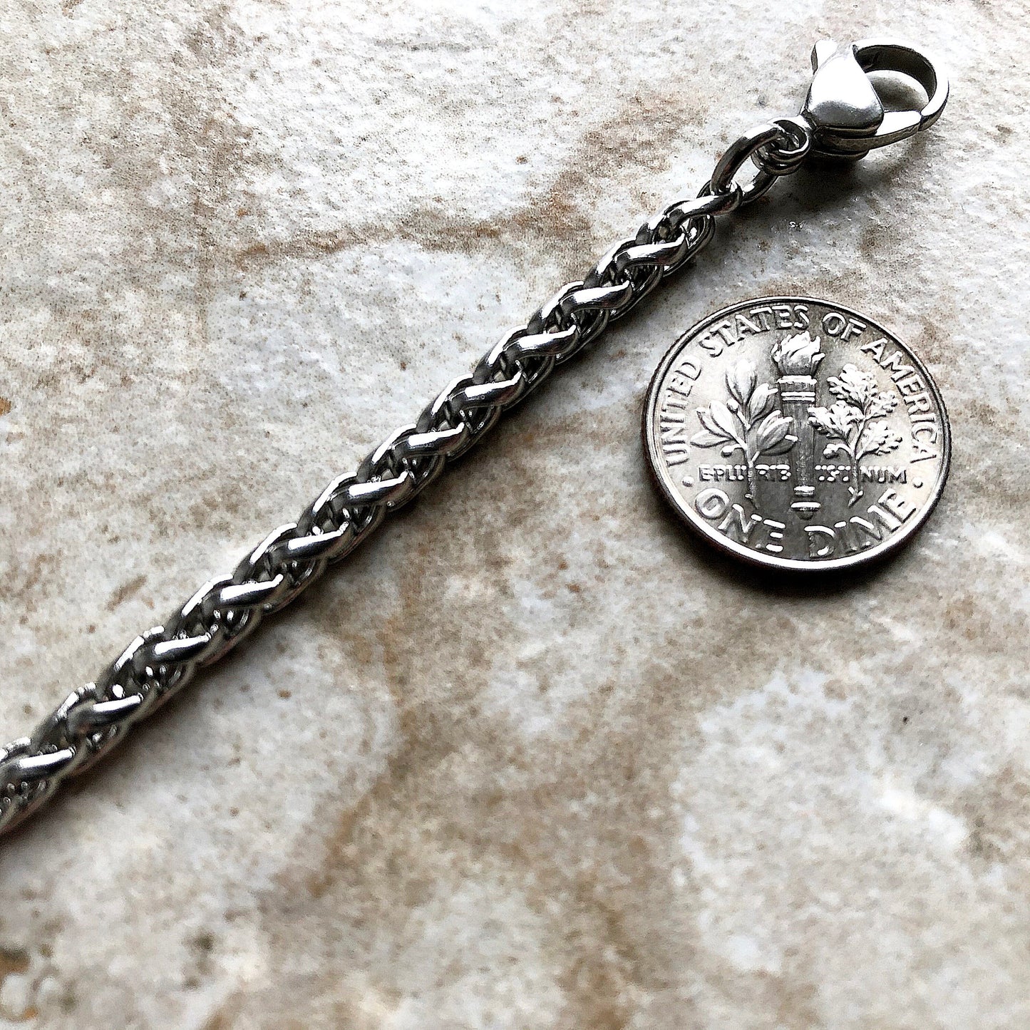 6mm Wheat Silver Shiny Color Stainless Steel Curb Chains Necklace Round Spiga Unisex Customisable Size Jewelry Tarnish Resistant Very Strong