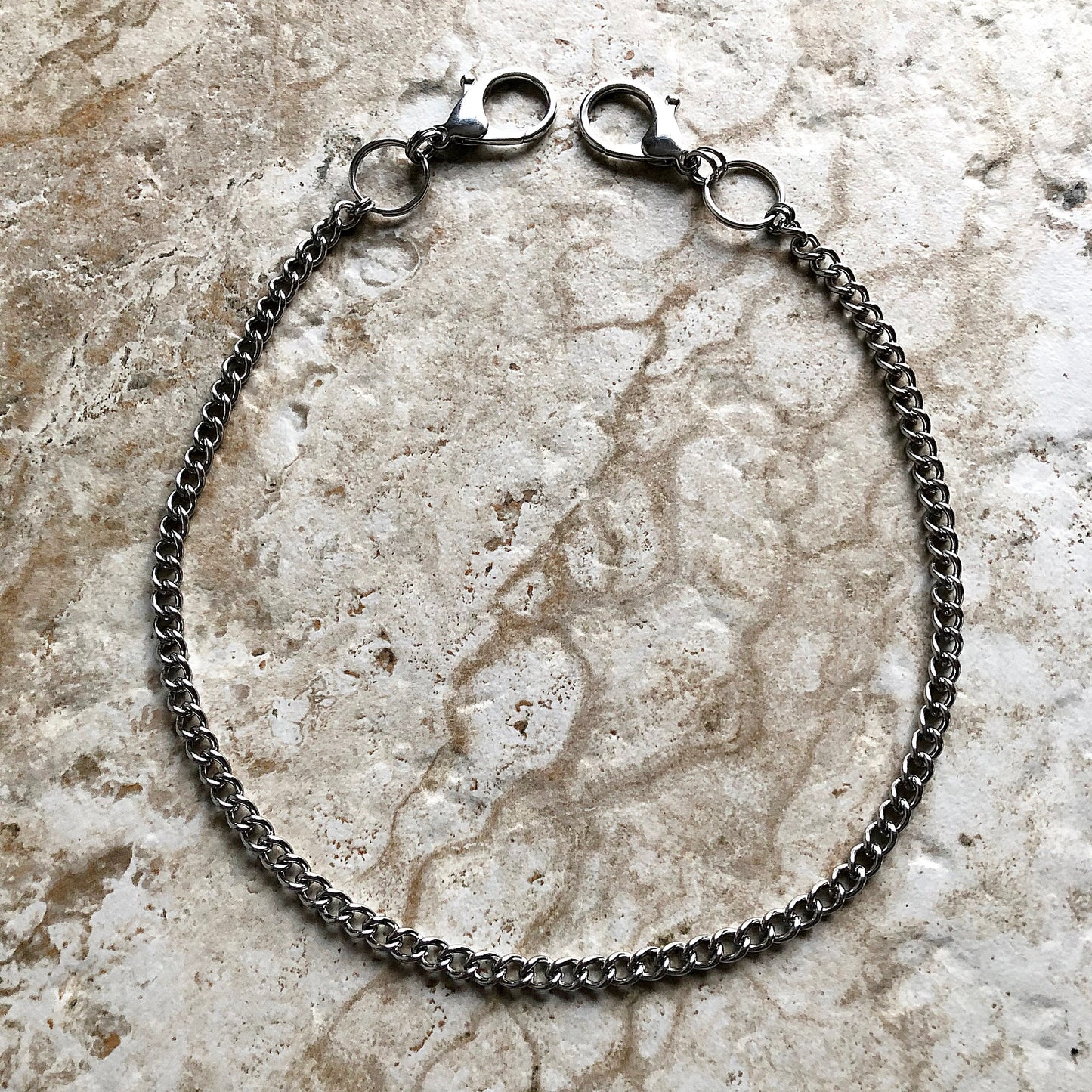 Fashion Wallet Chain Double Curb Silver Shiny Color Stainless Steel Cable Unisex Customisable Tarnish Resistant Very Strong 21" Inches 54cm