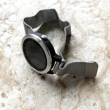 Garmin Silver Color Band Compatible for Vivomove 3, HR, Trend Luxe Sport Style Models Stainless Steel Milanese Mesh Quick Release - B20