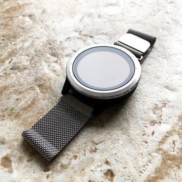 Silver Color Band Compatible with Samsung Galaxy Watch 3 Active 2 40mm 41mm 42mm 44mm Case Stainless Steel Milanese Mesh Quick Release - N20