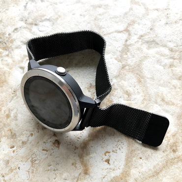 Black Color Band Compatible with Samsung Galaxy Watch 3 Active 2 40mm 41mm 42mm 44mm Case Stainless Steel Milanese Mesh Quick Release - N20