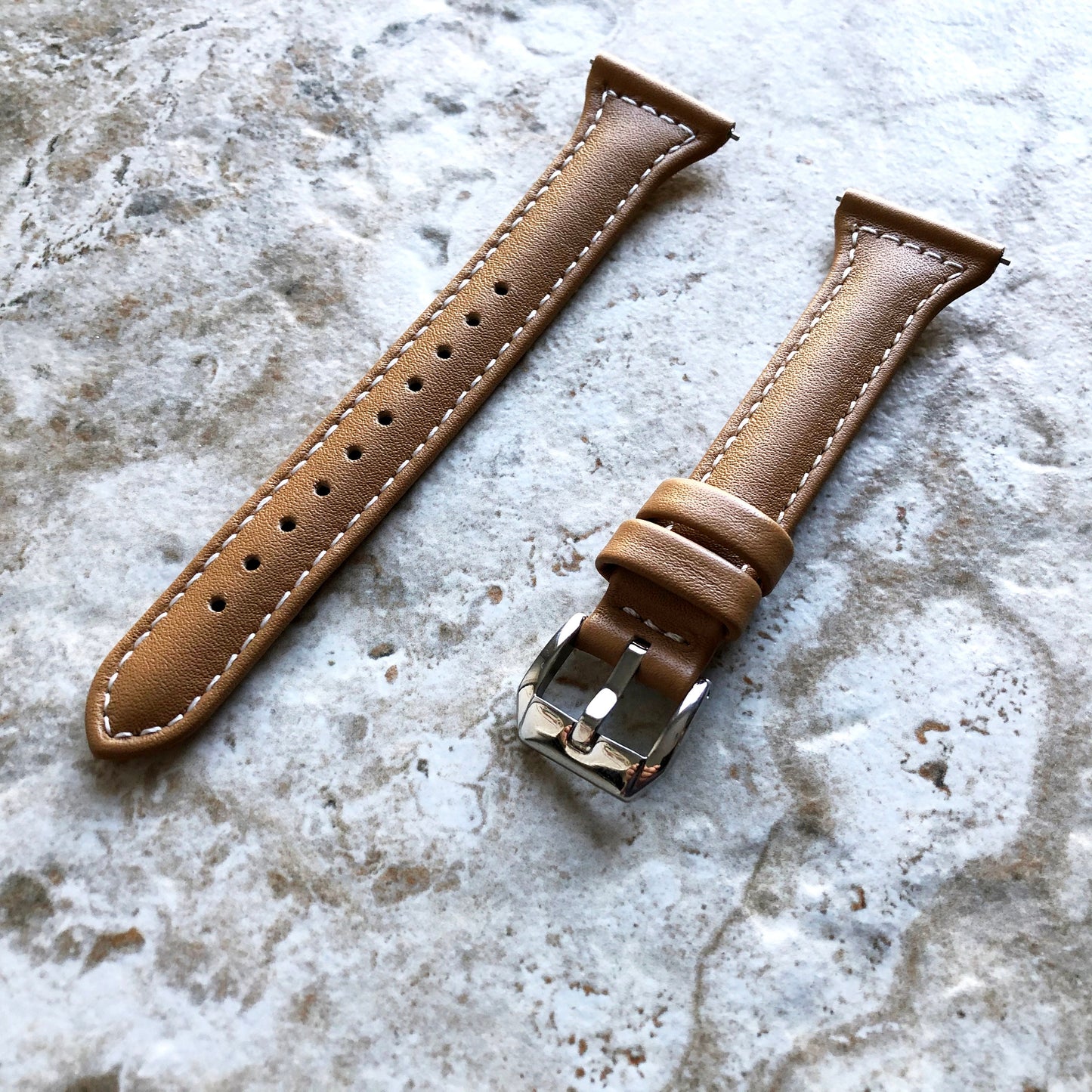 Fitbit Ionic Light Brown Slim Elegant Soft Leather Band Strap Bracelet for Smartwatch Quick Release Adapters in Silver Rose Gold Black