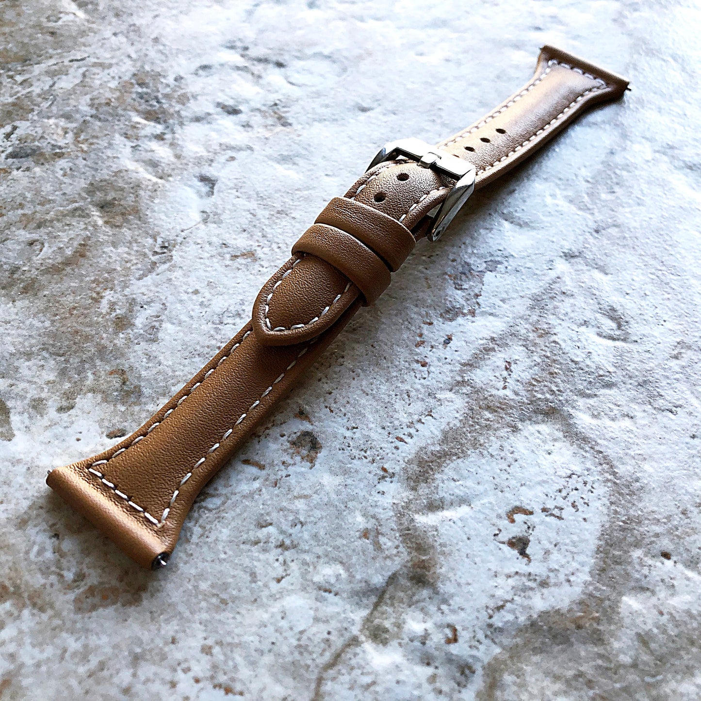 Fitbit Ionic Light Brown Slim Elegant Soft Leather Band Strap Bracelet for Smartwatch Quick Release Adapters in Silver Rose Gold Black