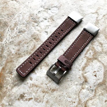 Garmin Brown Suede Stitched Bands Compatible with fenix 8 43mm 7S Solar Sapphire fenix 6S Pro Sapphire Leather Strap Quick Fit A20B18