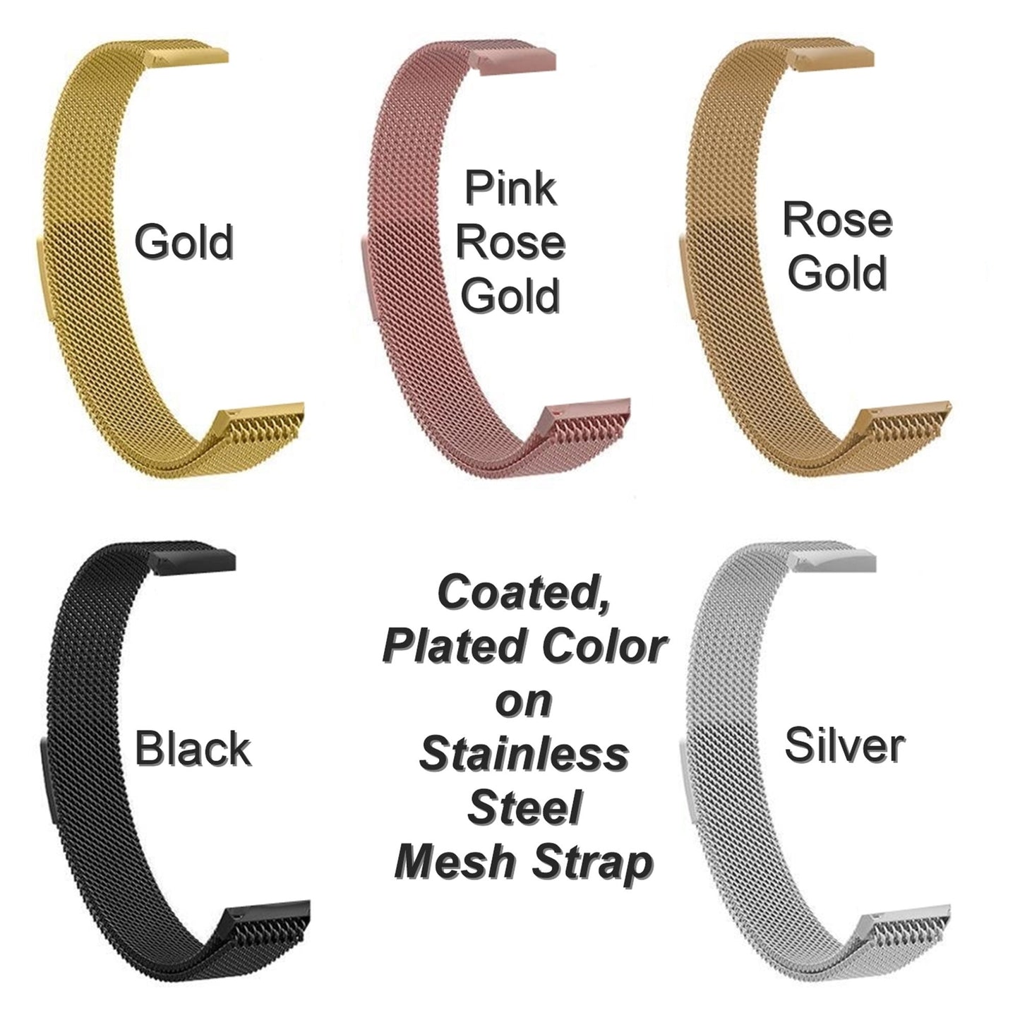 Fitbit Charge 6 5 4 3 2 Stainless Steel Band 18mm 19mm for Fitness Tracker Watches Breathable Adjustable Milanese Strap Magnetic Closure