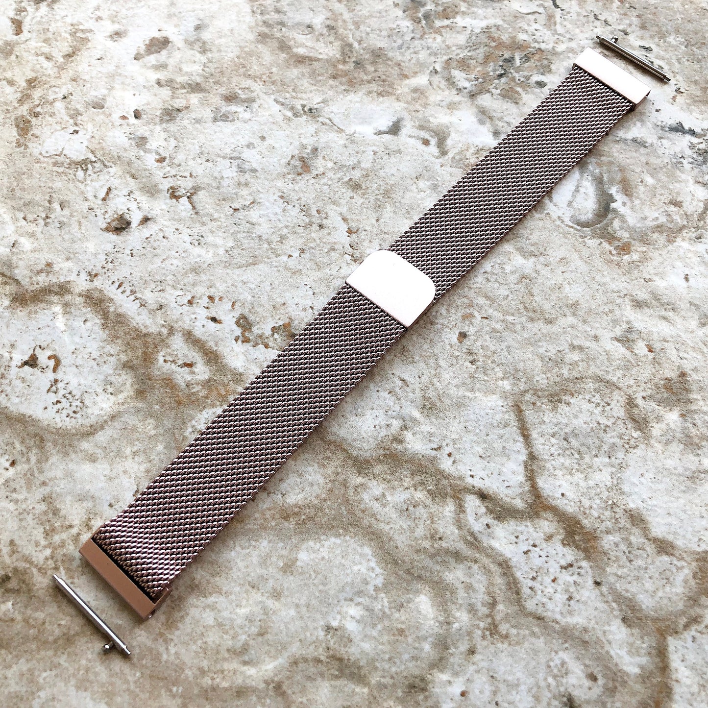 Garmin Stainless Steel Band Compatible for Smartwatches in Silver Black Rose Pink Gold Adjustable Milanese Mesh Strap Magnetic Closure -B18