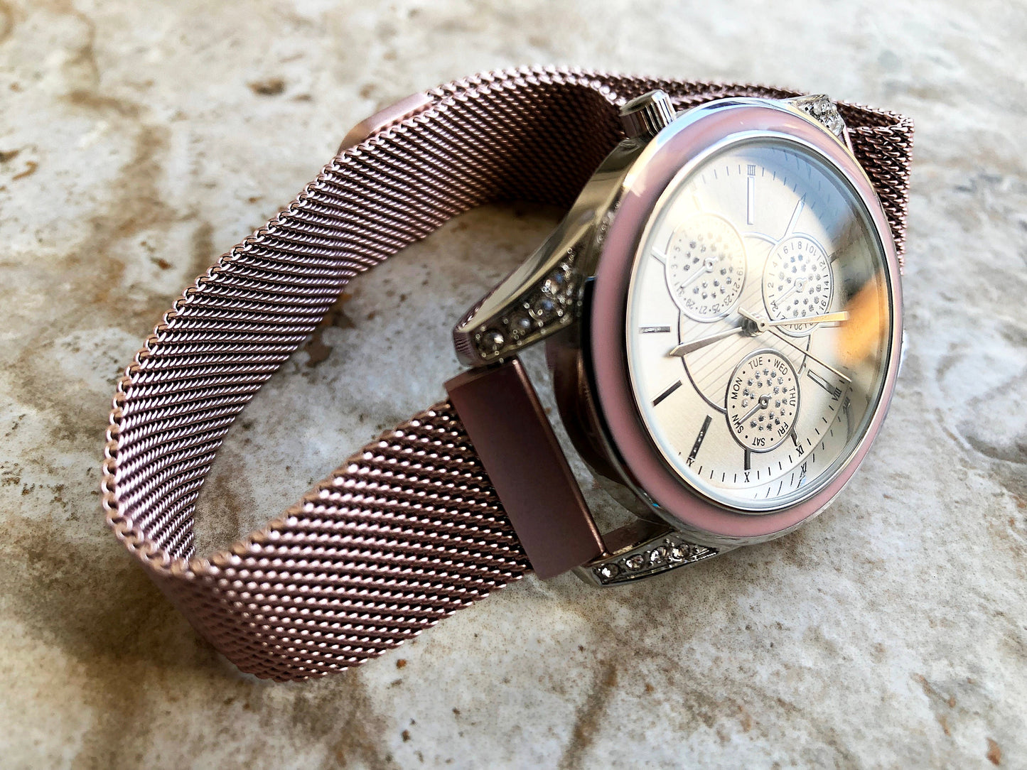 Stainless Steel Band Compatible with Garmin Venu 3S 2S Adjustable Milanese Mesh Strap Magnetic Closure Silver Black Rose Pink Gold -N18