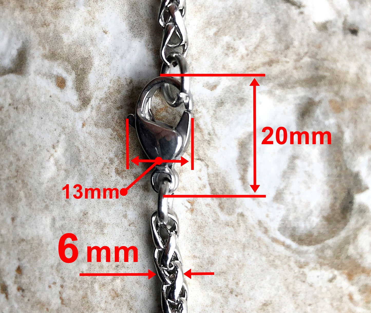 6mm Wheat Silver Shiny Color Stainless Steel Curb Chains Necklace Round Spiga Unisex Customisable Size Jewelry Tarnish Resistant Very Strong