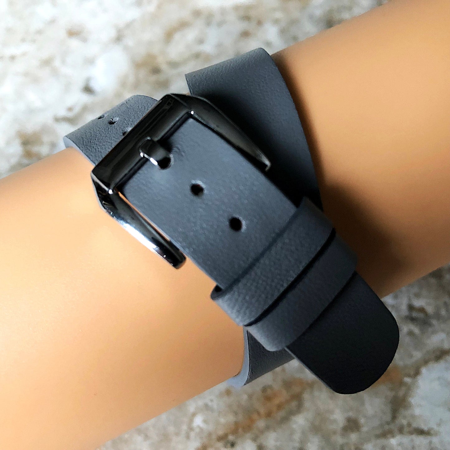 Garmin Gray Twice Double Wrap Bands Compatible with fenix 8 43mm 7S Pro Solar Sapphire fenix 6S Pro Sapphire Leather Quick Fit Strap A20-B18