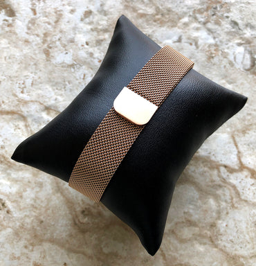 Rose Gold Color Garmin Band Compatible with Epix Gen 2 Fenix Quatix 5 6 7 Pro MARQ Stainless Steel Milanese Mesh Strap Quick Fit A22-B20