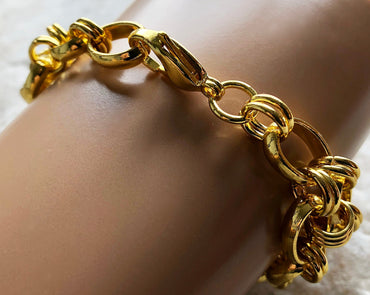 New Apple Watch Bracelet Band Concave Chain Link Stainless Steel Gold Color for iWatch Ultra 2 49mm and 9 8 Series 41mm 45mm Handmade Strap