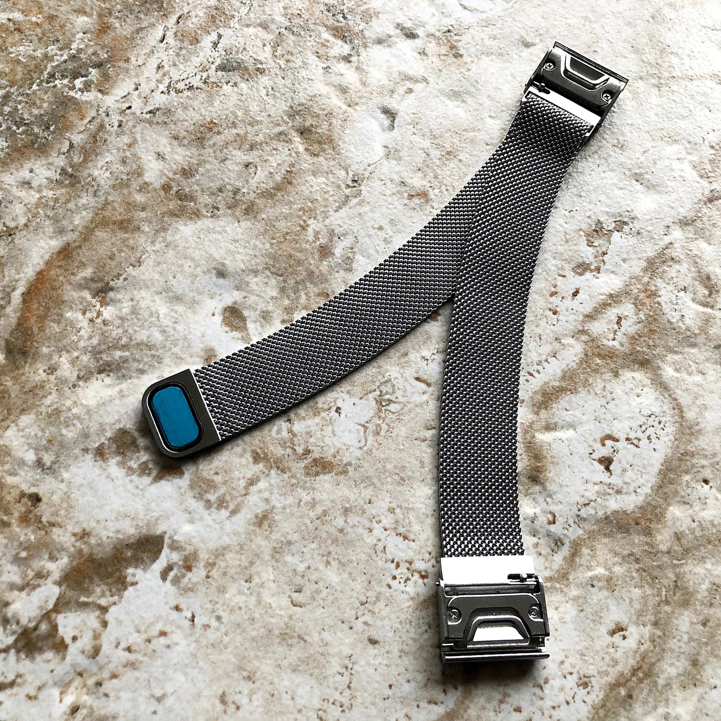 Silver Color Garmin Band Compatible with D2 Tactix 7 Pro Bravo Charlie Delta Stainless Steel Milanese Mesh Quick Fit Watch Straps A26-B22