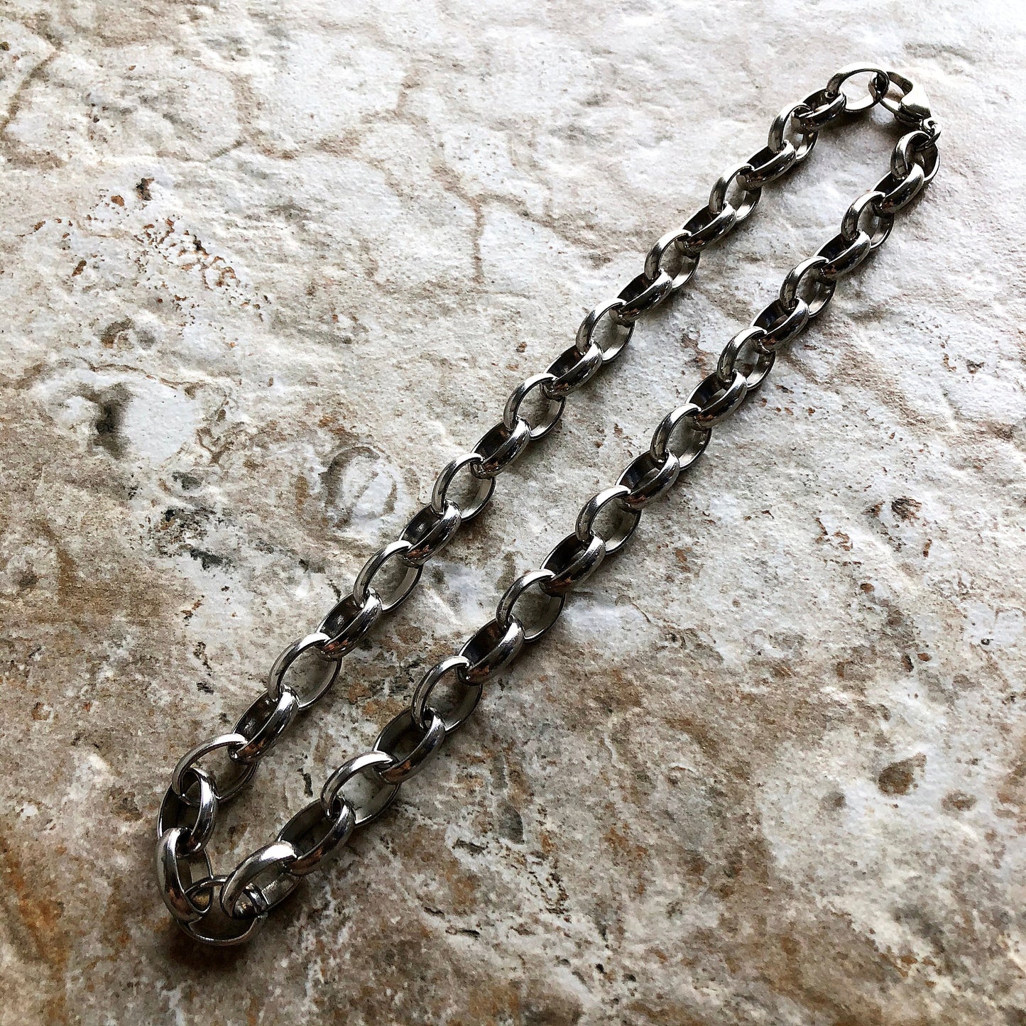 10mm Width Silver Shiny Color Stainless Steel Chains Necklace Ellipse Links Customisable Size Unisex Jewelry Tarnish Resistant Very Strong