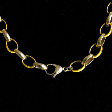10mm Width Gold and Silver Shiny Stainless Steel Chains Necklace Elipse Links Customisable Size Unisex Jewelry Tarnish Resistant Very Strong
