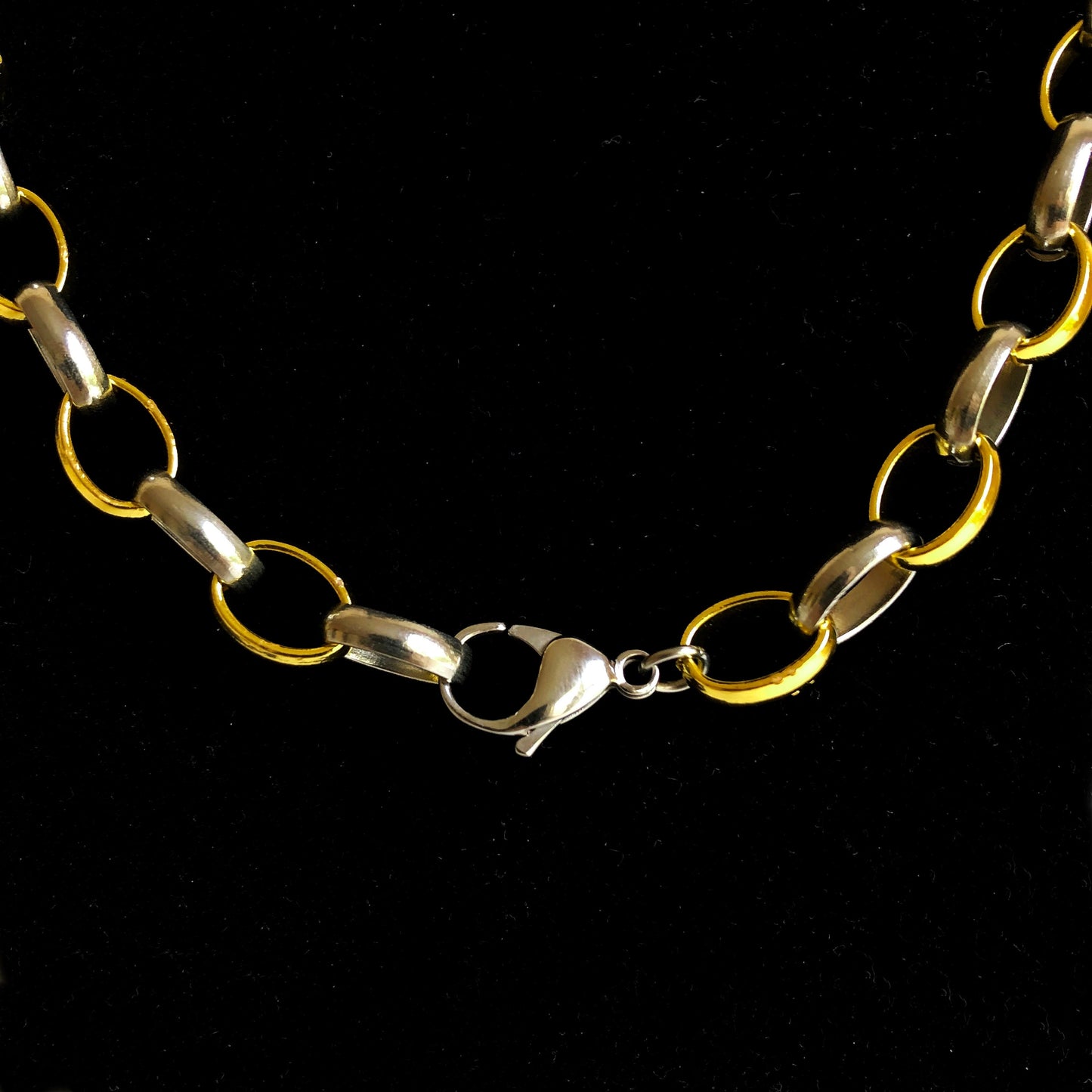 10mm Width Gold and Silver Shiny Stainless Steel Chains Bracelet Elipse Links Customisable Size Unisex Jewelry Tarnish Resistant Very Strong