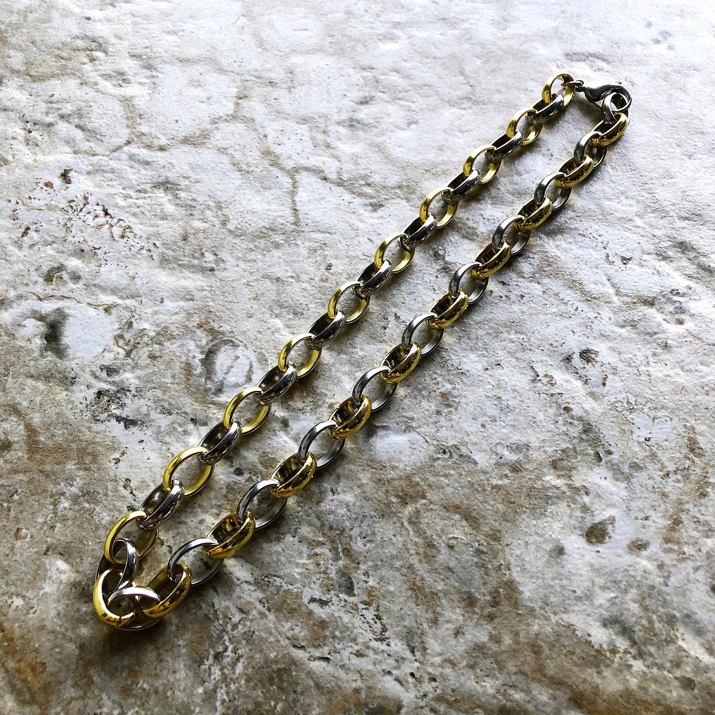 10mm Width Gold and Silver Shiny Stainless Steel Chains Necklace Elipse Links Customisable Size Unisex Jewelry Tarnish Resistant Very Strong