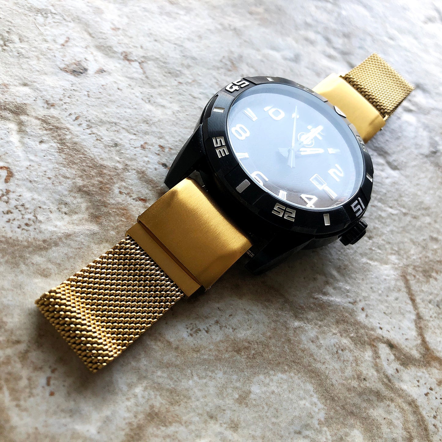 Gold Color Garmin Band Compatible with D2 Tactix 7 Pro Bravo Charlie Delta Stainless Steel Milanese Mesh Quick Fit Watch Straps A26-B22