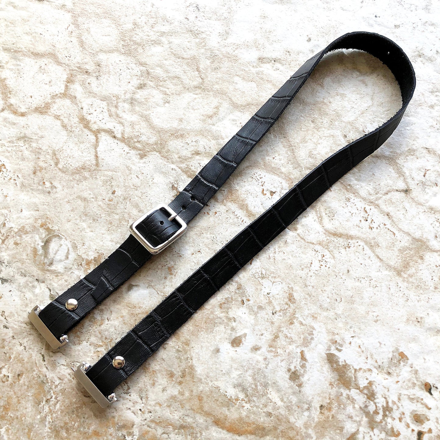 Black Fitbit Versa 2 3 4 Sense 2 Band Crocodile Alligator Pattern Leather Bracelet Triple Wrap Around Wrist Straps Silver Rose Gold Black