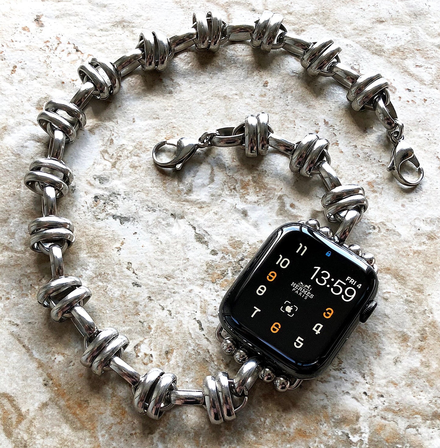 Apple Watch Band Bracelet for iWatch Ultra 2 9 8 7 6 5 4 3 2 1 Case 38mm 40mm 41mm 42mm 44mm 45mm 49mm Double Chain Links Silver St Steel