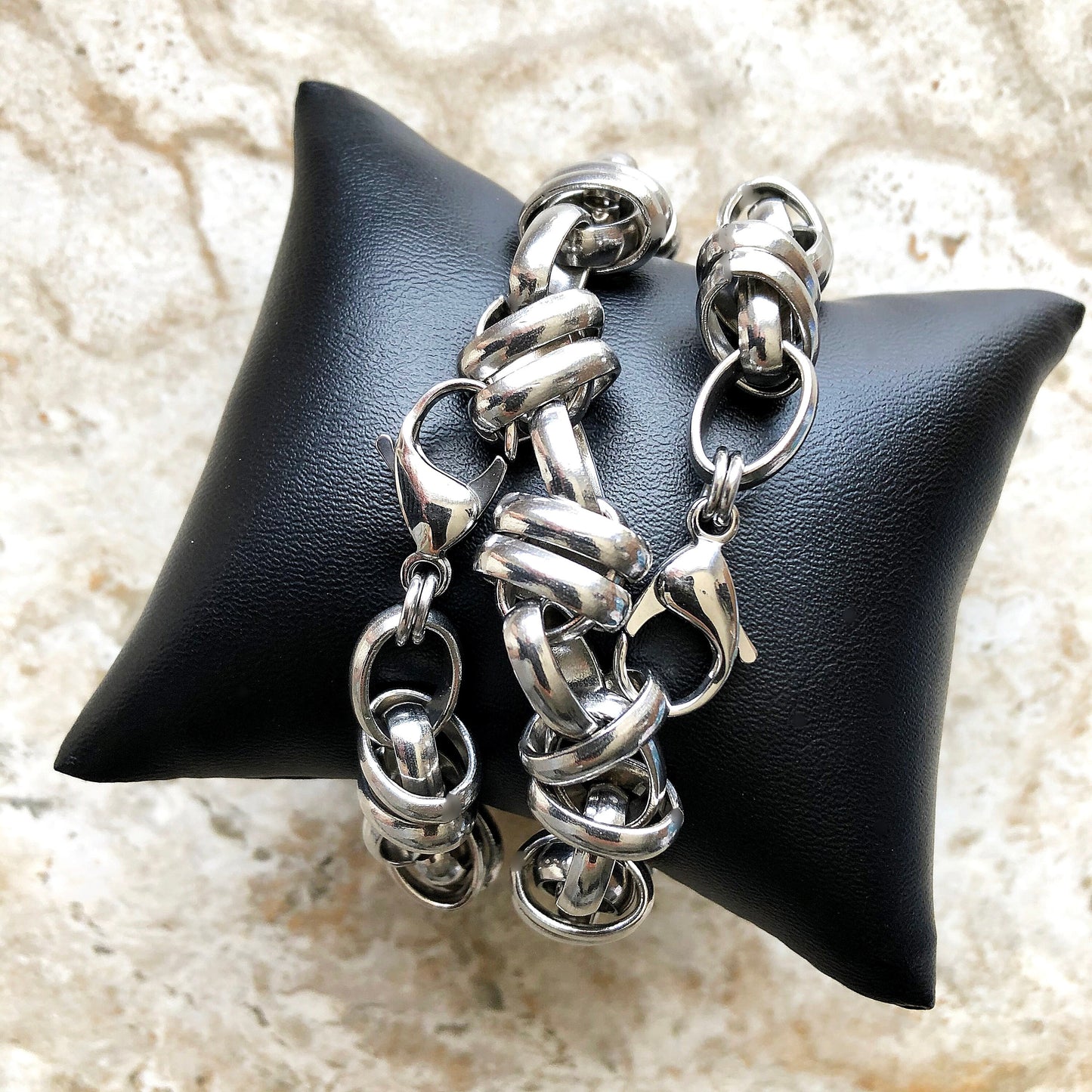 Apple Watch Band Bracelet for iWatch Ultra 2 49mm and 9 8 Series 41mm 45mm Case Double Chain Link Stainless Steel Silver Color Ellipse Strap