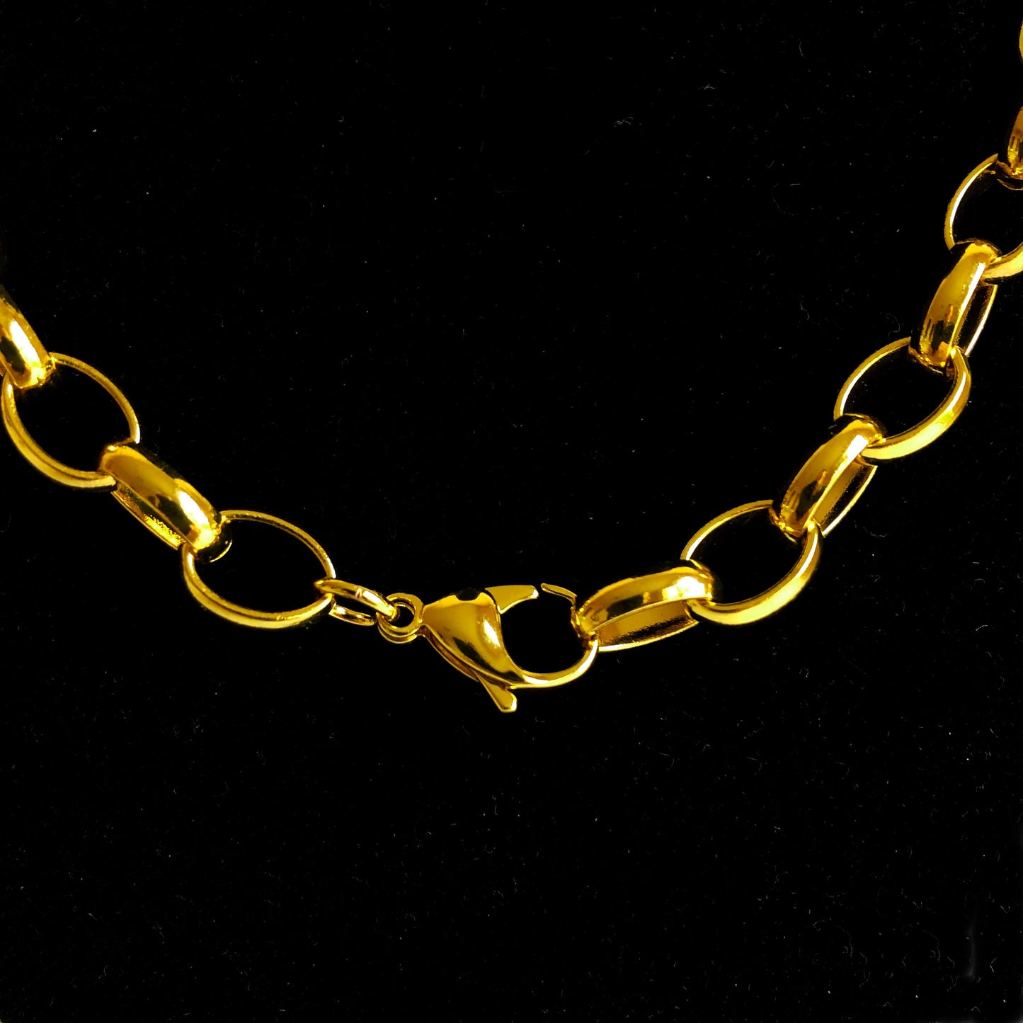 10mm Width Gold Shiny Color Stainless Steel Chains Bracelets Elipse Links Customisable Size Unisex Jewelry Tarnish Resistant Very Strong