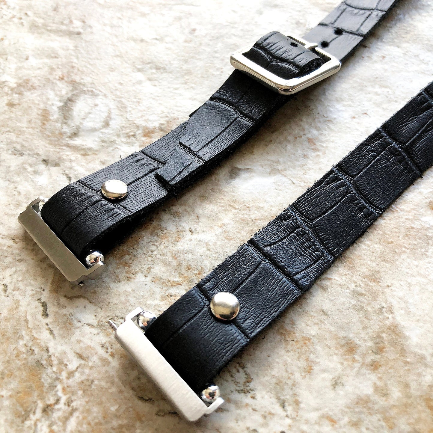 Black Fitbit Versa 2 3 4 Sense 2 Band Crocodile Alligator Pattern Leather Bracelet Triple Wrap Around Wrist Straps Silver Rose Gold Black