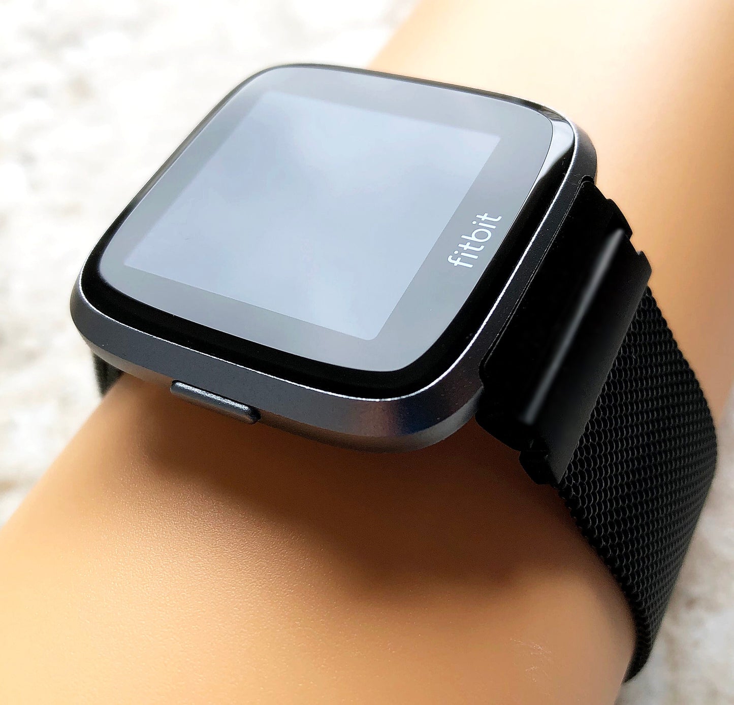 Fitbit Watch Black Band Set Crystal Bezel Bling Case Cover for Versa 2 3 4 and Sense 1 2 Smartwatches Milanese Strap Protective Bumper Frame