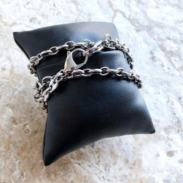 Fitbit Versa 2 3 4 Sense 2 Handmade Bracelet Band Coffee Bean 5mm Triple Around Wrist Style Tarnish Resistant Silver Color Stainless Steel