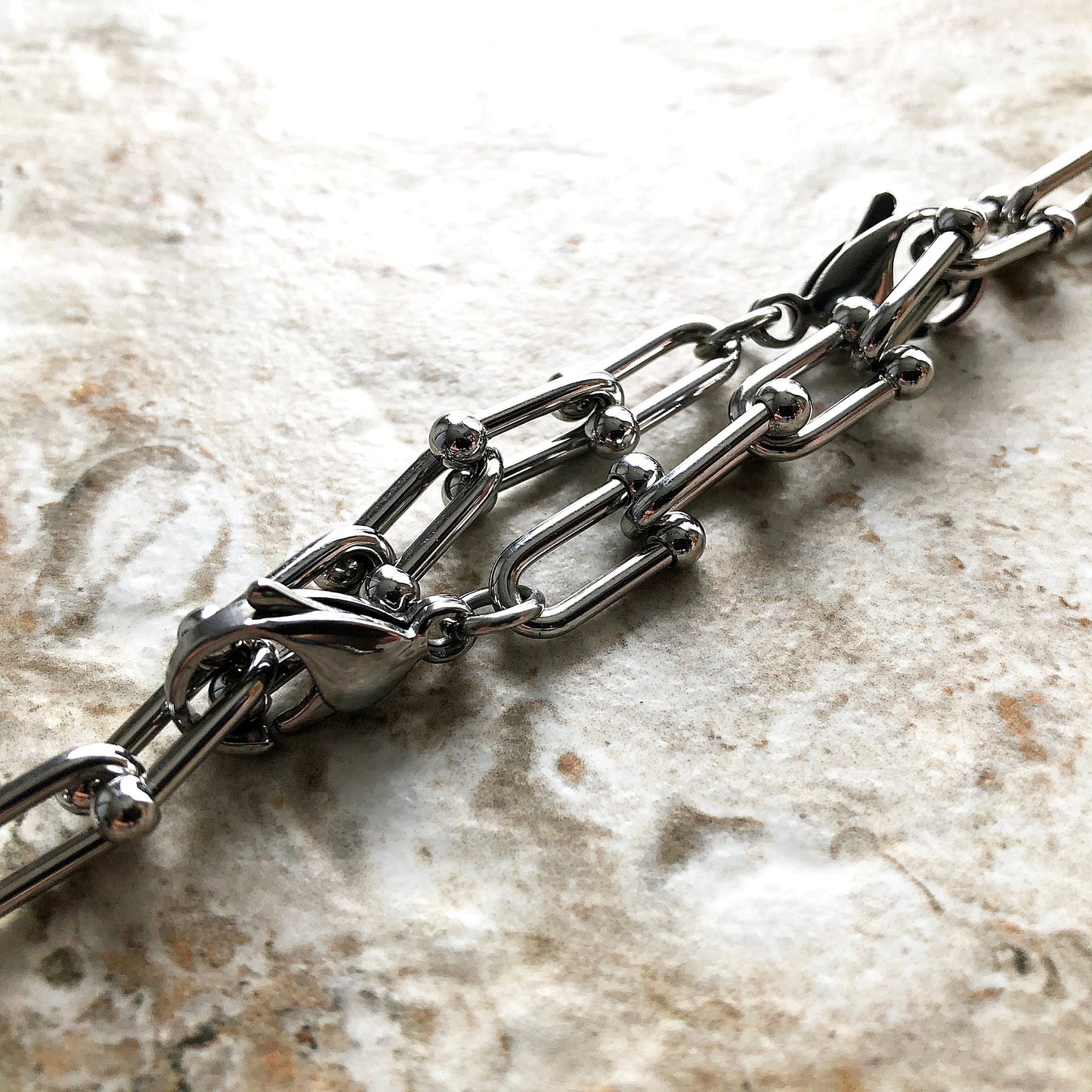 Apple Band Bracelet for iWatch Ultra 2 9 8 7 6 SE 5 4 3 2 1 38mm 40mm 41mm 42mm 44mm 45mm 49mm U Shaped Chain Links St Steel Silver Color