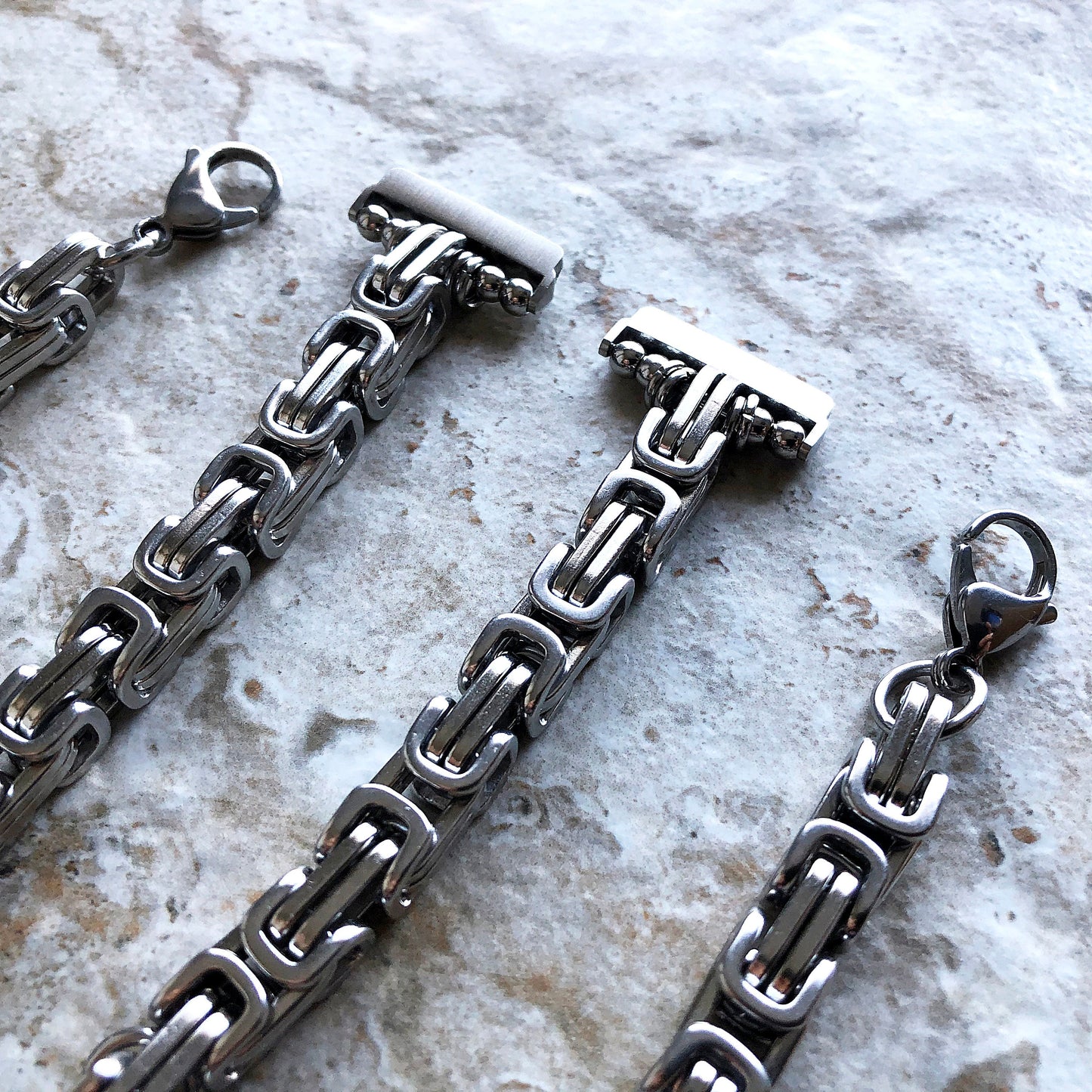 Fitbit Versa 2 3 4 Sense 2 Handmade Bracelet Band Byzantine Chain 8mm Triple Around Wrist Style Tarnish Resistant Silver Stainless Steel