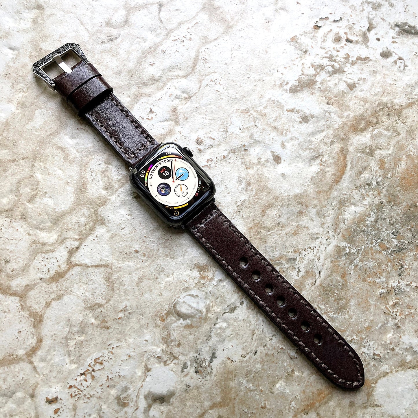 Apple Watch Brown Band for Ultra 2 and 9 8 Series iWatch 41mm 45mm 49mm Fully Stitched Handmade Thick Durable Leather Strap Bracelet