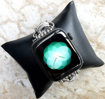 Apple Watch Band Silver Stainless Steel Bracelet for iWatch Ultra 2 49mm and 9 8 Series 41mm 45mm Case Handmade Fashion Jewelry Strap -N29