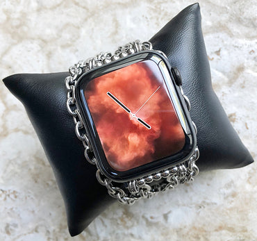 Apple Watch Band for Ultra 2 9 8 7 6 SE 5 4 3 2 Silver Stainless Steel 38mm 40mm 41mm 42mm 44mm 45mm 49mm Bracelet Chain Link Handmade -N31